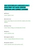AQA GCSE ENGLISH LANGUAGE 8700 2&NewLine;EXAM PREP TEST BANK VERIFIED&NewLine;QUESTIONS AND CORRECT ANSWERS