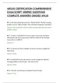 ARGUS CERTIFICATION COMPREHENSIVE&NewLine;EXAM SCRIPT VERIFIED QUESTIONS&NewLine;COMPLETE ANSWERS GRADED APLUS&NewLine;