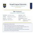 NSG 316 &sol; NSG316 Exam 2 &lpar;LATEST EDITION&rpar; Health Assessment &vert; Complete Questions & Verified Answers &vert; 100&percnt; Correct &vert; Grade A &ndash; GCU