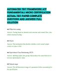 AUTOMATED TEST FRAMEWORK ATF&NewLine;FUNDAMENTALS MICRO CERTIFICATION&NewLine;ACTUAL TEST PAPER COMPLETE&NewLine;QUESTIONS AND ANSWERS FULL&NewLine;SOLUTION