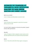 AUTOMATED TEST FRAMEWORK ATF&NewLine;FUNDAMENTALS MICRO CERTIFICATION&NewLine;EXAM PREP TEST BANK VERIFIED&NewLine;QUESTIONS AND CORRECT ANSWERS