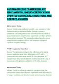 AUTOMATED TEST FRAMEWORK ATF&NewLine;FUNDAMENTALS MICRO CERTIFICATION&NewLine;UPDATED ACTUAL EXAM QUESTIONS AND&NewLine;CORRECT ANSWERS