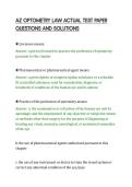 AZ OPTOMETRY LAW ACTUAL TEST PAPER&NewLine;QUESTIONS AND SOLUTIONS&NewLine;