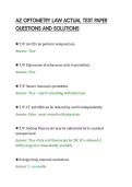 AZ OPTOMETRY LAW ACTUAL TEST PAPER&NewLine;QUESTIONS AND SOLUTIONS