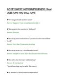 AZ OPTOMETRY LAW COMPREHENSIVE EXAM&NewLine;QUESTIONS AND SOLUTIONS