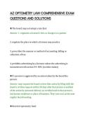 AZ OPTOMETRY LAW COMPREHENSIVE EXAM&NewLine;QUESTIONS AND SOLUTIONS