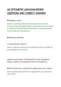 AZ OPTOMETRY LAW EXAM REVIEW&NewLine;QUESTIONS AND CORRECT ANSWERS