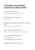 AZ OPTOMETRY LAW EXAM REVIEW&NewLine;QUESTIONS AND CORRECT ANSWERS