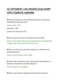 AZ OPTOMETRY LAW UPDATED EXAM SCRIPT&NewLine;WITH COMPLETE ANSWERS&NewLine;