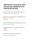 BARBER PRACTICE STATE BOARD NC BARBER&NewLine;LAWS AND RULES COMPREHENSIVE EXAM&NewLine;QUESTIONS AND SOLUTIONS