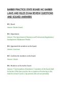 BARBER PRACTICE STATE BOARD NC BARBER&NewLine;LAWS AND RULES EXAM REVIEW QUESTIONS&NewLine;AND SOLVED ANSWERS