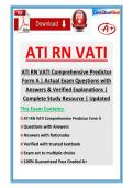 ATI RN VATI Comprehensive Predictor Form A &vert; Actual Exam Questions with Answers & Verified Explanations &vert; Complete Study Resource &vert; Updated 2026&sol;2027