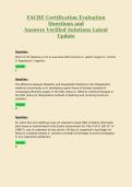 FACHE Certification Evaluation Questions and Answers Verified Solutions Latest Update