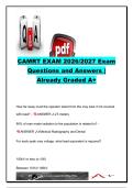 CAMRT Exam 2026&sol;2027 Questions & Answers &vert; 150&plus; Questions &vert; Radiation Safety&comma; X-Ray Physics&comma; Digital Imaging&comma; QC & Patient Care