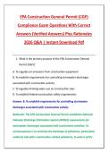 EPA Construction General Permit &lpar;CGP&rpar; &NewLine;Compliance Exam Questions With Correct &NewLine;Answers &lpar;Verified Answers&rpar; Plus Rationales &NewLine;2026 Q&A &vert; Instant Download Pdf 