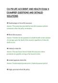 CA PSI LIFE ACCIDENT AND HEALTH EXAM 4&NewLine;EXAMPREP QUESTIONS AND DETAILED&NewLine;SOLUTIONS