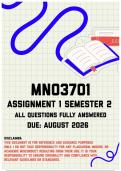 MNO3701 Assignment 1 Semester 2 MEMO &vert; Due August 2026