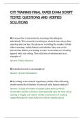 CITI TRAINING FINAL PAPER EXAM SCRIPT&NewLine;TESTED QUESTIONS AND VERIFIED&NewLine;SOLUTIONS&NewLine;