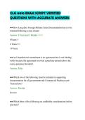 CLG 0010 EXAM SCRIPT VERIFIED&NewLine;QUESTIONS WITH ACCURATE ANSWER