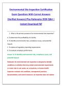 Environmental Site Inspection Certification &NewLine;Exam Questions With Correct Answers &NewLine;&lpar;Verified Answers&rpar; Plus Rationales 2026 Q&A &vert; &NewLine;Instant Download Pdf 