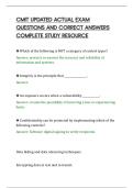 CMIT UPDATED ACTUAL EXAM&NewLine;QUESTIONS AND CORRECT ANSWERS&NewLine;COMPLETE STUDY RESOURCE