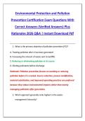 Environmental Protection and Pollution &NewLine;Prevention Certification Exam Questions With &NewLine;Correct Answers &lpar;Verified Answers&rpar; Plus &NewLine;Rationales 2026 Q&A &vert; Instant Download Pdf 
