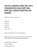 CMY3701 COMMUNITY MEDIA AND YOUTH&NewLine;COMMUNICATION EXAM SCRIPT FINAL&NewLine;PAPER 2026 COMPLETE QUESTIONS AND&NewLine;ANSWERS