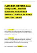 FLETC BOP MIDTERM Exam &NewLine;Study Guide &ndash; Practice &NewLine;Questions with Verified &NewLine;Answers&period; GRADED A&plus;&period; Latest &NewLine;2026&sol;2027 Update 