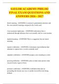 SAYLOR ACADEMY PHIL102 &NewLine;FINAL EXAM QUESTIONS AND &NewLine;ANSWERS 2026 - 2027