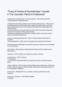 Theory & Practice of Psychotherapy Chapter 2 &ndash; The Counselor as a Person & Professional &vert; Study Guide