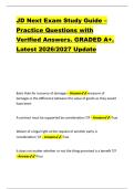 JD Next Exam Study Guide &ndash; &NewLine;Practice Questions with &NewLine;Verified Answers&period; GRADED A&plus;&period; &NewLine;Latest 2026&sol;2027 Update 