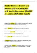 Master Plumber Exam Study &NewLine;Guide &ndash; Practice Questions &NewLine;with Verified Answers&period; GRADED &NewLine;A&plus;&period; Latest 2026&sol;2027 Update 