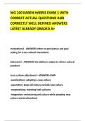 MG 100 KAREN HARRIS EXAM 1 WITH &NewLine;CORRECT ACTUAL QUESTIONS AND &NewLine;CORRECTLY WELL DEFINED ANSWERS &NewLine;LATEST ALREADY GRADED A&plus; 