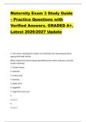 Maternity Exam 3 Study Guide &ndash; Practice Questions with &NewLine;Verified Answers&period; GRADED A&plus;&period; &NewLine;Latest 2026&sol;2027 Update