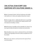 CNA ACTUAL EXAM SCRIPT 2026&NewLine;QUESTIONS WITH SOLUTIONS GRADED A&plus;