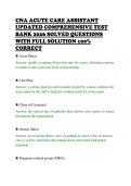 CNA ACUTE CARE ASSISTANT&NewLine;UPDATED COMPREHENSIVE TEST&NewLine;BANK 2026 SOLVED QUESTIONS&NewLine;WITH FULL SOLUTION 100&percnt;&NewLine;CORRECT