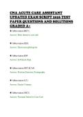 CNA ACUTE CARE ASSISTANT&NewLine;UPDATED EXAM SCRIPT 2026 TEST&NewLine;PAPER QUESTIONS AND SOLUTIONS&NewLine;GRADED A&plus;