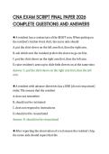 CNA EXAM SCRIPT FINAL PAPER 2026&NewLine;COMPLETE QUESTIONS AND ANSWERS&NewLine;