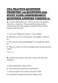 CNA PRACTICE QUESTIONS&NewLine;PROMETRIC 150 QUESTIONS 2026&NewLine;STUDY GUIDE COMPREHENSIVE&NewLine;QUESTIONS ANSWERS VERIFIED A&plus;