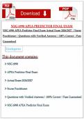 NSG 6998 APEA PREDICTOR EXAM COMPLETE Actual Exam 2026&sol;2027 Complete Questions and Verified Answers with Detailed Rationales 100&percnt; Verified Solutions Graded A Pass Guaranteed - A&plus; Graded&NewLine;