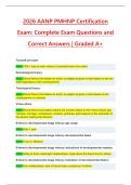 2026 AANP PMHNP Certification Exam&colon; Complete Exam Questions and Correct Answers &vert; Graded A&plus;
