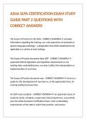 ASHA SLPA CERTIFICATION EXAM STUDY GUIDE PART 2 QUESTIONS WITH CORRECT ANSWERS &NewLine;
