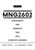 MNG2602 Assignment 1 Answers - Semester 2 2026 &vert; Due Date 24 August 2026
