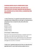 COLORADO MENTAL HEALTH JURISPRUDENCE EXAM &NewLine;COMPLETE EXAM QUESTION BANK&colon; 200 EXAM-STYLE QUESTIONS WITH ACCURATE ANSWERS AND RATIONALES &vert; FULL COVERAGE OF ALL TESTED TOPICS &vert; GUARANTEED PASS PREPARATION&NewLine;