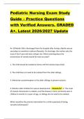 Pediatric Nursing Exam Study &NewLine;Guide &ndash; Practice Questions &NewLine;with Verified Answers&period; GRADED &NewLine;A&plus;&period; Latest 2026&sol;2027 Update 