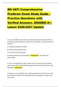 RN VATI Comprehensive &NewLine;Predictor Exam Study Guide &ndash; &NewLine;Practice Questions with &NewLine;Verified Answers&period; GRADED A&plus;&period; &NewLine;Latest 2026&sol;2027 Update 