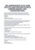 TMC COMPREHENSIVE STUDY EXAM&NewLine;PRACTICE QUESTIONS AND ACCURATE&NewLine;ANSWERS 2026&sol;2027 &lpar;100&percnt;&NewLine;GUARANTEED PASS&rpar;