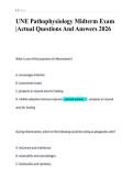 UNE Pathophysiology Midterm Exam&NewLine;&vert;Actual Questions And Answers 2026