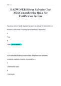 HAZWOPER 8 Hour Refresher Test&NewLine;2026&vert;Comprehensive Q&A For&NewLine;Certification Success