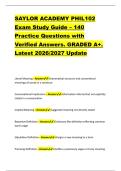 SAYLOR ACADEMY PHIL102 &NewLine;Exam Study Guide &ndash; 140 &NewLine;Practice Questions with &NewLine;Verified Answers&period; GRADED A&plus;&period; &NewLine;Latest 2026&sol;2027 Update 